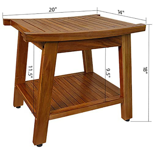 Foundstone™ Vince 20'' W Teak Adjustable Leg Shower Bench Storage & Reviews Wayfair